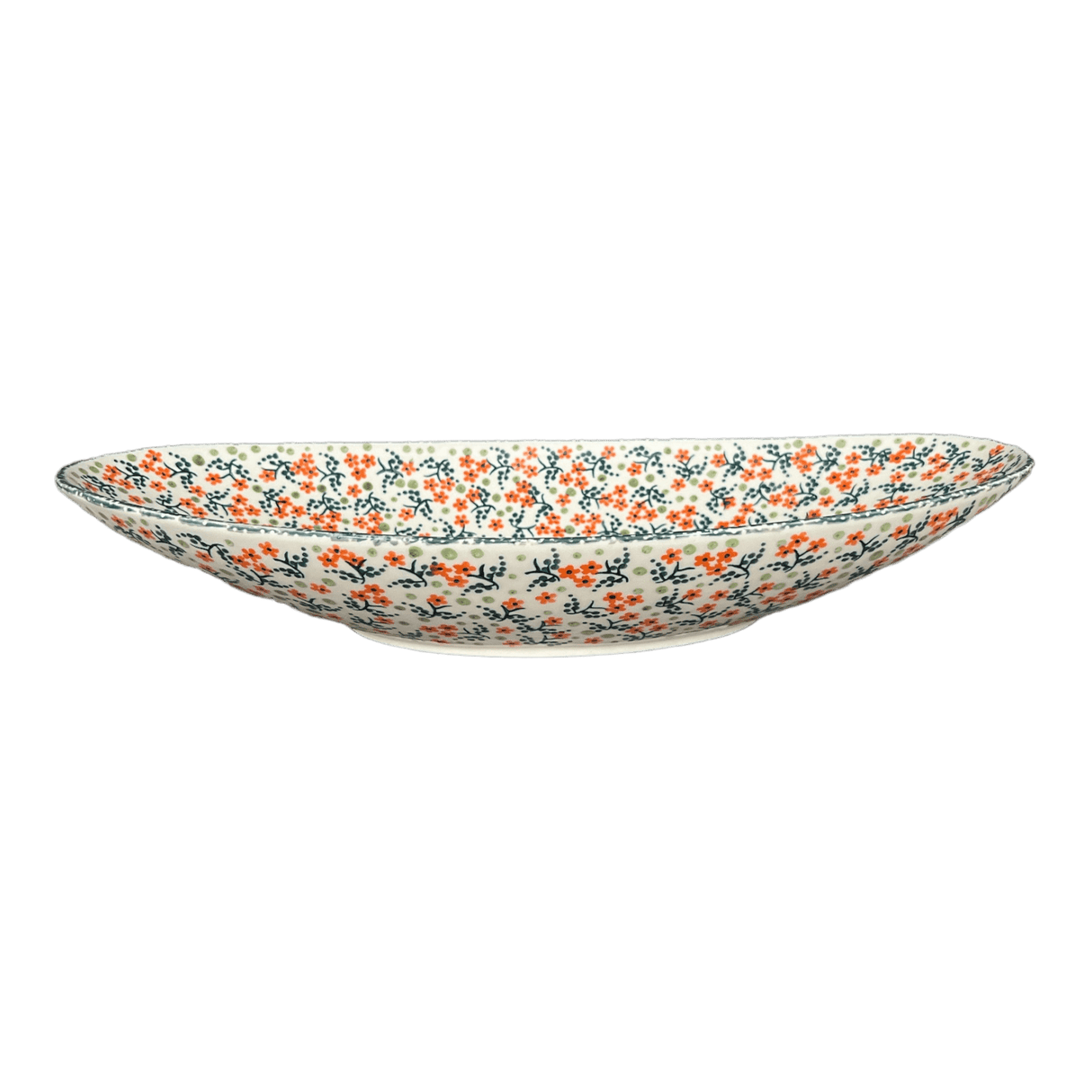 Bowl, Oblong, Serving, Large, 15.75" x 8.25" in "Peach Blossoms" by Manufaktura | M168S-AS46