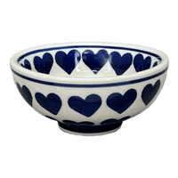 A picture of a Polish Pottery Dipping Bowl (Whole Hearted) | M153T-SEDU as shown at PolishPotteryOutlet.com/products/4-25-dipping-bowl-whole-hearted-m153t-sedu