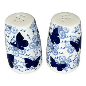 Polish Pottery 3.75" Salt and Pepper (Blue Butterfly) | S086U-AS58 Additional Image at PolishPotteryOutlet.com