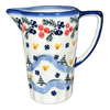 Polish Pottery Pitcher, 14 oz, WR (WR7K) in "Bows in Snow" by W.R. Ceramika | WR7K-WR15 at PolishPotteryOutlet.com