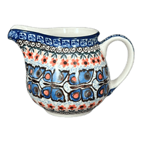 A picture of a Polish Pottery Creamer, 10 oz in "Butterfly Parade" by Ceramika Artystyczna | A341-U1493 as shown at PolishPotteryOutlet.com/products/c-a-10-oz-creamer-butterfly-parade-a341-u1493