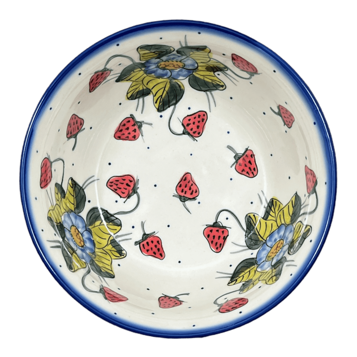 Bowl, Round, 7.75", WR (WR12D) in "Strawberries & Blossoms" by W.R. Ceramika | WR12D-WR2