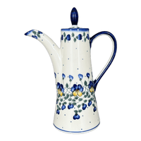 A picture of a Polish Pottery Teapot, 1.1 Liter "Opus", WR (WR8G) in "Pansy Wreath" by W.R. Ceramika | WR8G-EZ2 as shown at PolishPotteryOutlet.com/products/1-1-liter-opus-teapot-pansy-wreath-wr8g-ez2