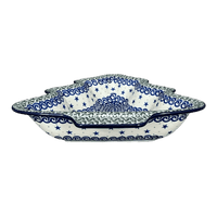 A picture of a Polish Pottery Bowl, Christmas Tree Shaped, 12.5" in "Starry Sea" by Ceramika Artystyczna | AA52-454C as shown at PolishPotteryOutlet.com/products/12-5-christmas-tree-bowl-starry-sea-aa52-454c