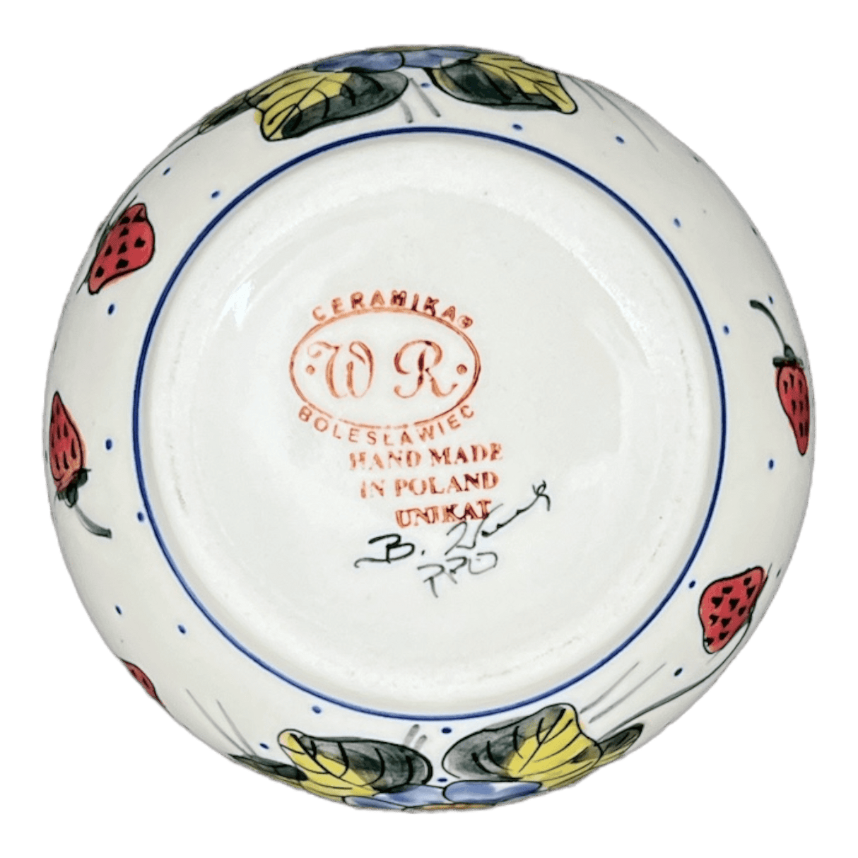 Container, Round, Covered, 5" x 4", WR (WR31I) in "Strawberries & Blossoms" by W.R. Ceramika | WR31I-WR2