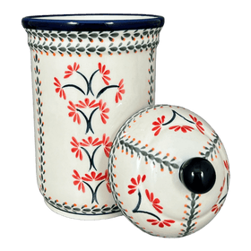 Polish Pottery Zaklady 2 Liter Container (Scarlet Stitch) | Y1244-A1158A Additional Image at PolishPotteryOutlet.com
