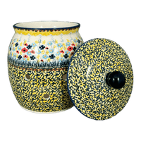 A picture of a Polish Pottery Canister, Onion, 3 Liter in "Sunlit Wildflowers" by Manufaktura | P079S-WK77 as shown at PolishPotteryOutlet.com/products/3-liter-onion-canister-sunlit-wildflowers-p079s-wk77