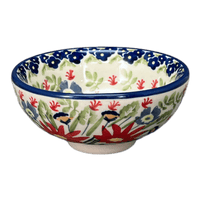 A picture of a Polish Pottery Dipping Bowl (Floral Fantasy) | M153S-P260 as shown at PolishPotteryOutlet.com/products/dipping-bowl-floral-fantasy-m153s-p260