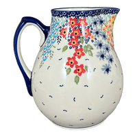 A picture of a Polish Pottery 3 Liter Pitcher (Brilliant Garden) | D028S-DPLW as shown at PolishPotteryOutlet.com/products/3-liter-pitcher-brilliant-garden-d028s-dplw