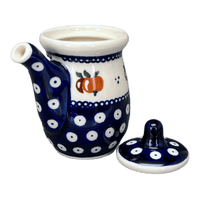 A picture of a Polish Pottery Zaklady Soy Sauce Pitcher (Persimmon Dot) | Y1947-D479 as shown at PolishPotteryOutlet.com/products/soy-sauce-pitcher-persimmon-dot-y1947-d479