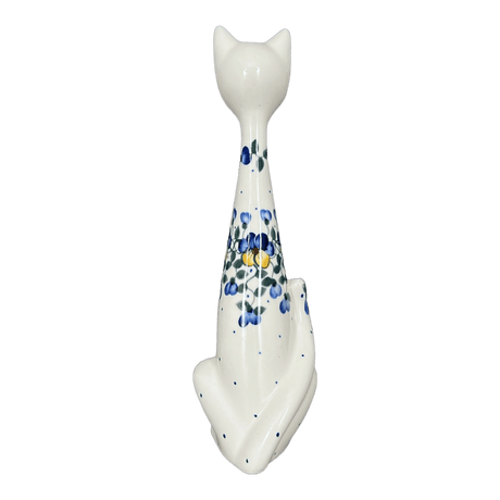 Figurine, Tall Cat, 12.5", WR (WR40A) in "Pansy Wreath" by W.R. Ceramika | WR40A-EZ2