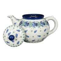 A picture of a Polish Pottery Teapot, 40 oz in "Hyacinth in the Wind" by Ceramika Artystyczna | A060-2037X as shown at PolishPotteryOutlet.com/products/c-a-40-oz-teapot-hyacinth-in-the-wind-a060-2037x