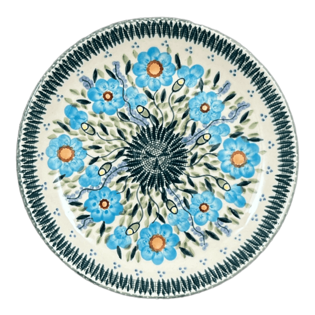 Plate, Round, Salad, 8.5" in "Baby Blue Blossoms" by Manufaktura | T134S-JS49