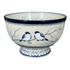Polish Pottery CA Deep 10" Pedestal Bowl (Bullfinch on Blue) | A215-U4830 at PolishPotteryOutlet.com