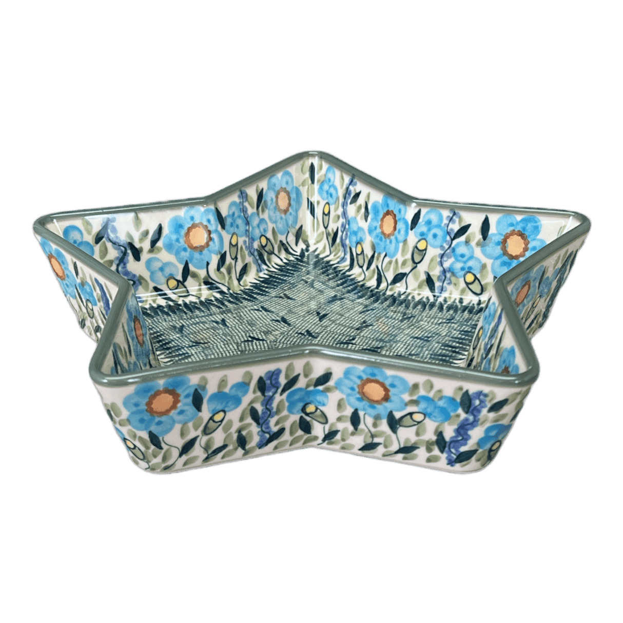 Baker, Star-Shaped, 10" in "Baby Blue Blossoms - Solid Rim" by Manufaktura | M045S-JS49A