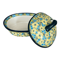 A picture of a Polish Pottery Baker, Covered, 12.5" x 10" Large in "Sunny Meadow" by Zaklady | Y1158-ART332 as shown at PolishPotteryOutlet.com/products/12-5-x-10-large-covered-baker-sunny-meadow-y1158-art332