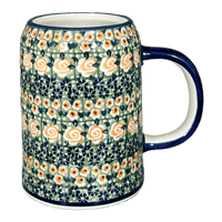 A picture of a Polish Pottery Small Tankard (Perennial Garden) | K054S-LM as shown at PolishPotteryOutlet.com/products/22-oz-bavarian-tankard-perennial-garden-k054s-lm