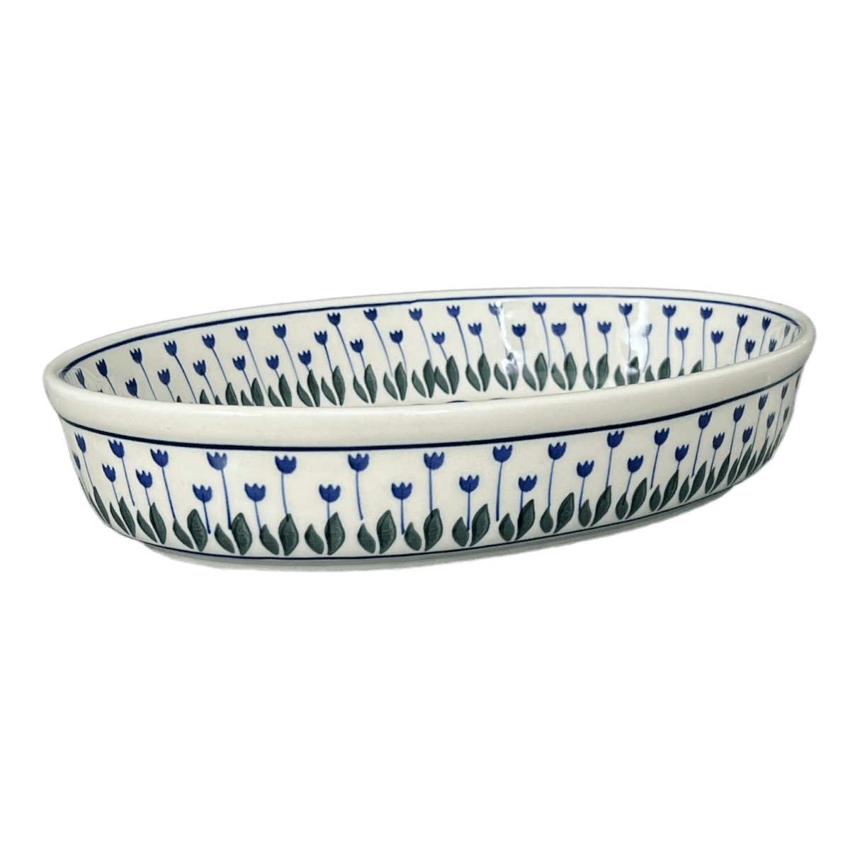 Baker, Oval, 12" x 8.5" in "Tulip Dot" by Ceramika Artystyczna | A297-377Z