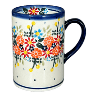 A picture of a Polish Pottery 8 oz. Slim Mug (Bright Bouquet) | NDA350-A55 as shown at PolishPotteryOutlet.com/products/8-oz-slim-mug-bright-bouquet-nda350-a55
