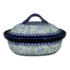 Polish Pottery Zaklady 12.5" x 10" Large Covered Baker (Spring Swirl) | Y1158-A1073A at PolishPotteryOutlet.com