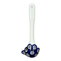 A picture of a Polish Pottery Gravy Ladle (Floral Peacock) | L015T-54KK as shown at PolishPotteryOutlet.com/products/gravy-ladle-floral-peacock-l015t-54kk