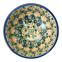 A picture of a Polish Pottery Dipping Bowl (Perennial Garden) | M153S-LM as shown at PolishPotteryOutlet.com/products/dipping-bowl-perennial-garden-m153s-lm
