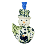 Ornament, Snowman with Tree, 2" in "Bouncing Blue Blossoms" by Manufaktura | K143U-IM03