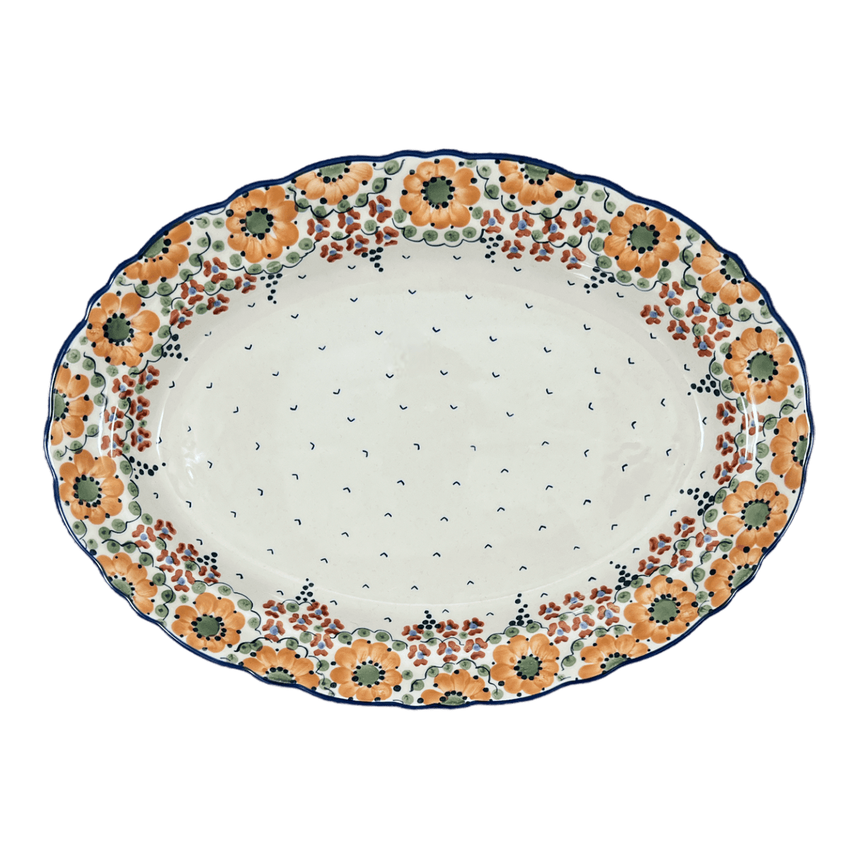 Platter, Oval, Scalloped, 16.75" x 12.25" Large in "Autumn Harvest" by Manufaktura | P165S-LB