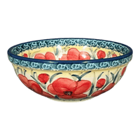 A picture of a Polish Pottery Bowl, Round, 6" in "Poppies in Bloom" by Manufaktura | M089S-JZ34 as shown at PolishPotteryOutlet.com/products/6-bowl-poppies-in-bloom