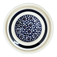 A picture of a Polish Pottery Butter Crock, 4.5" x 3.5" in "Ditsy Daisies" by Zaklady | Y1512-D120 as shown at PolishPotteryOutlet.com/products/butter-crock-ditsy-daisies-y1512-d120