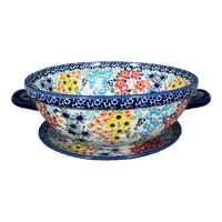 A picture of a Polish Pottery Berry Bowl (Brilliant Garden) | D038S-DPLW as shown at PolishPotteryOutlet.com/products/9-75-berry-bowl-brilliant-garden-d038s-dplw