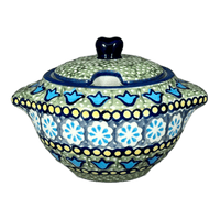 A picture of a Polish Pottery 3" Sugar Bowl (Blue Bells) | C003S-KLDN as shown at PolishPotteryOutlet.com/products/3-sugar-bowl-blue-bells-c003s-kldn