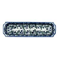 A picture of a Polish Pottery 16" x 4.5" Rectangular Tray (Blue Cascade) | NDA203-A31 as shown at PolishPotteryOutlet.com/products/16-x-4-5-rectangular-tray-blue-cascade-nda203-a31