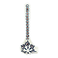 A picture of a Polish Pottery Gravy Ladle (Floral Peacock) | L015T-54KK as shown at PolishPotteryOutlet.com/products/gravy-ladle-floral-peacock-l015t-54kk