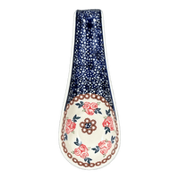 A picture of a Polish Pottery Spoon Rest, Large, 9.25" in "Parade of Roses" by Manufaktura | P007T-MCR1 as shown at PolishPotteryOutlet.com/products/large-spoon-rest-parade-of-roses-p007t-mcr1