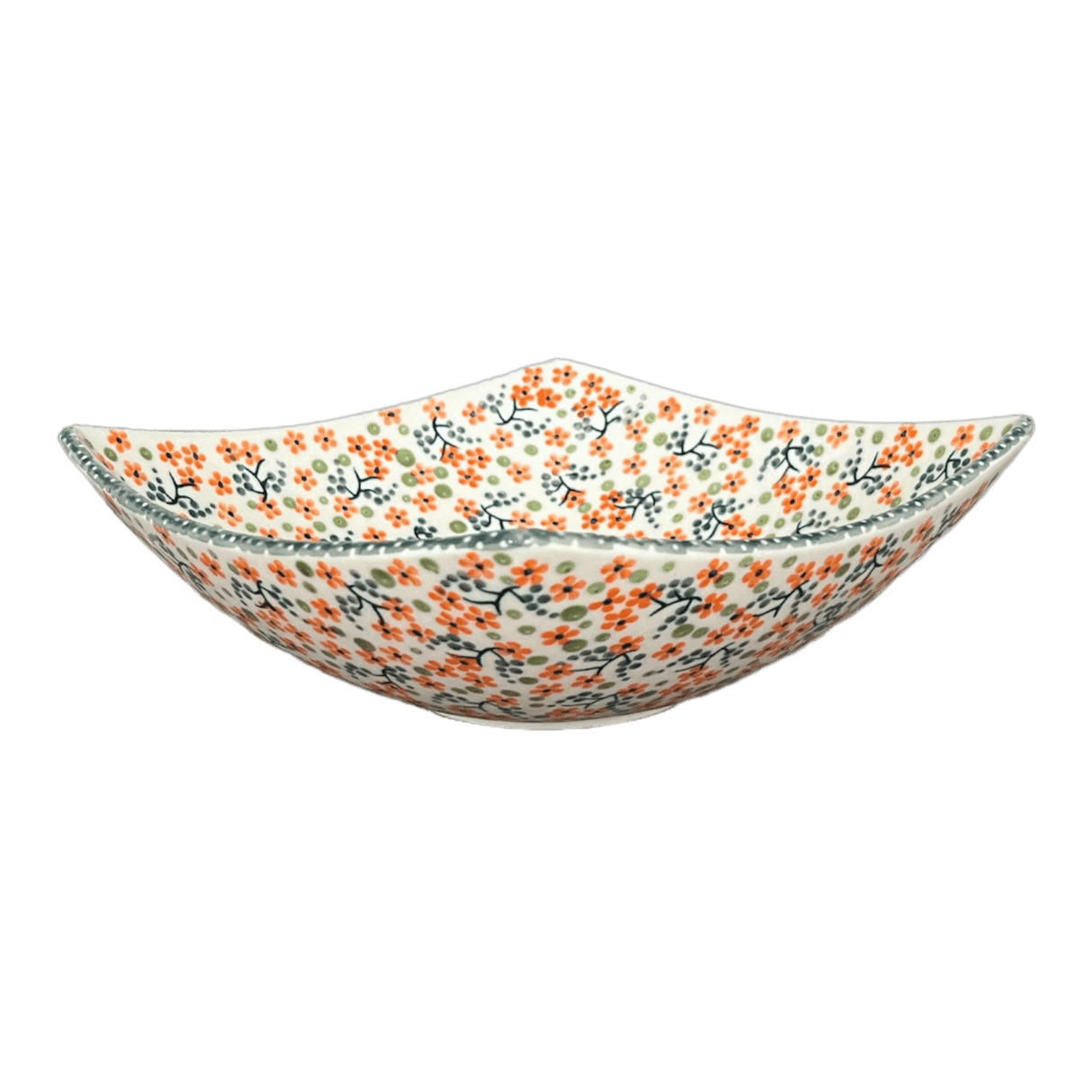 Bowl, Square, Nut, Medium, 7.75" in "Peach Blossoms" by Manufaktura | M113S-AS46