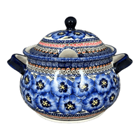A picture of a Polish Pottery Zaklady 3 Liter Soup Tureen (Bloomin' Sky) | Y1004-ART148 as shown at PolishPotteryOutlet.com/products/3-liter-soup-tureen-bloomin-sky-y1004-art148