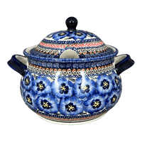 A picture of a Polish Pottery Soup Tureen, 3 Liter in "Bloomin' Sky" by Zaklady | Y1004-ART148 as shown at PolishPotteryOutlet.com/products/3-liter-soup-tureen-bloomin-sky-y1004-art148