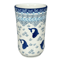 A picture of a Polish Pottery Tumbler, 12 oz in "Koi Pond" by Ceramika Artystyczna | A076-2372X as shown at PolishPotteryOutlet.com/products/c-a-12-oz-tumbler-koi-pond-a076-2372x