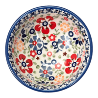 A picture of a Polish Pottery Dipping Bowl (Full Bloom) | M153S-EO34 as shown at PolishPotteryOutlet.com/products/dipping-bowl-full-bloom-m153s-eo34