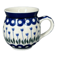 A picture of a Polish Pottery Mug, Belly, 12 oz Medium in "Tulip Dot" by Ceramika Artystyczna | A070-377Z as shown at PolishPotteryOutlet.com/products/c-a-12-oz-belly-mug-tulip-dot-a070-377z