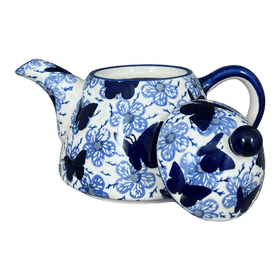 Polish Pottery 0.9 Liter Teapot (Blue Butterfly) | C005U-AS58 Additional Image at PolishPotteryOutlet.com