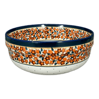 A picture of a Polish Pottery Zaklady 8" Round Magnolia Bowl (Orange Wreath) | Y835A-DU52 as shown at PolishPotteryOutlet.com/products/8-round-magnolia-bowl-orange-wreath-y835a-du52