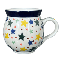 A picture of a Polish Pottery CA 12 oz. Belly Mug (Star Shower) | A070-359X as shown at PolishPotteryOutlet.com/products/c-a-12-oz-belly-mug-star-shower-a070-359x