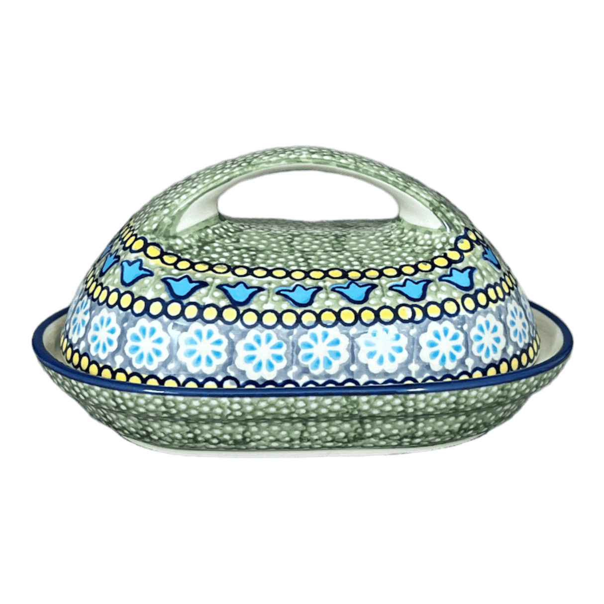 Butter Dish, Fancy, 5" x 7" in "Blue Bells" by Manufaktura | M077S-KLDN