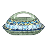 Butter Dish, Fancy, 5" x 7" in "Blue Bells" by Manufaktura | M077S-KLDN