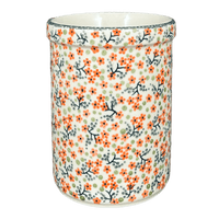 A picture of a Polish Pottery Utensil Holder (Peach Blossoms) | P082S-AS46 as shown at PolishPotteryOutlet.com/products/7-utensil-holder-wine-chiller-peach-blossoms-p082s-as46