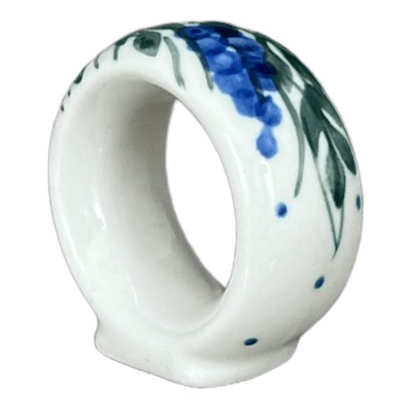 Napkin Ring, 2", WR (WR18B) in "Delphinium Spray" by W.R. Ceramika | WR18B-BW3