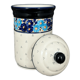 Polish Pottery Zaklady 2 Liter Container (Garden Party Blues) | Y1244-DU50 Additional Image at PolishPotteryOutlet.com