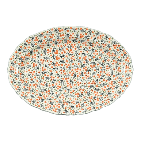 Platter, Oval, Scalloped, 16.75" x 12.25" Large in "Peach Blossoms" by Manufaktura | P165S-AS46